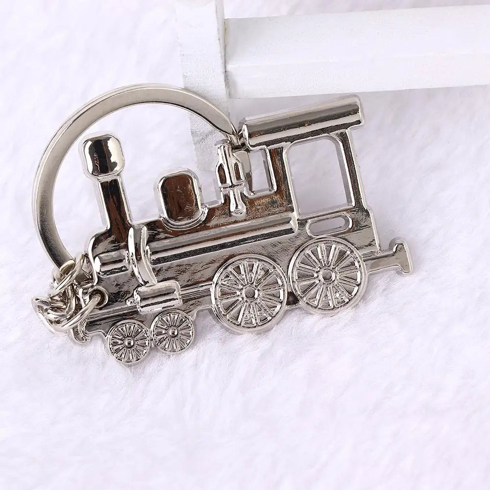 Silver Steam Train Metal Keychain