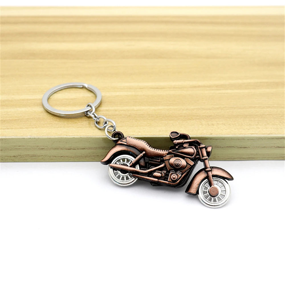 Retro Silver Motorcycle Charm Metal Keychain