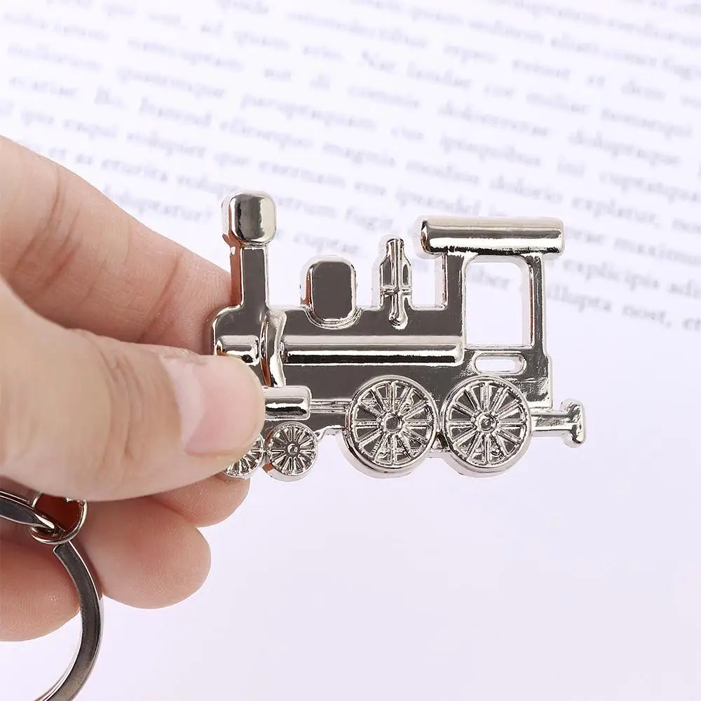 Silver Steam Train Metal Keychain