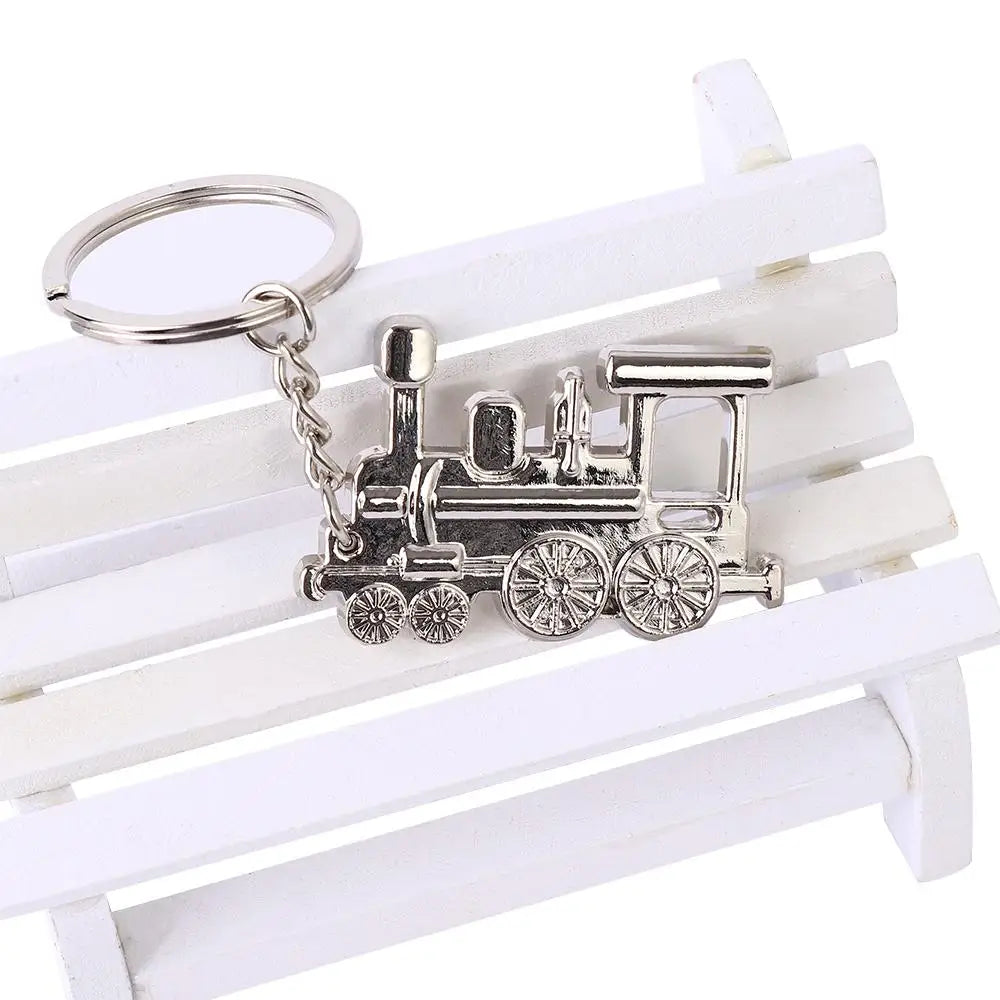 Silver Steam Train Metal Keychain