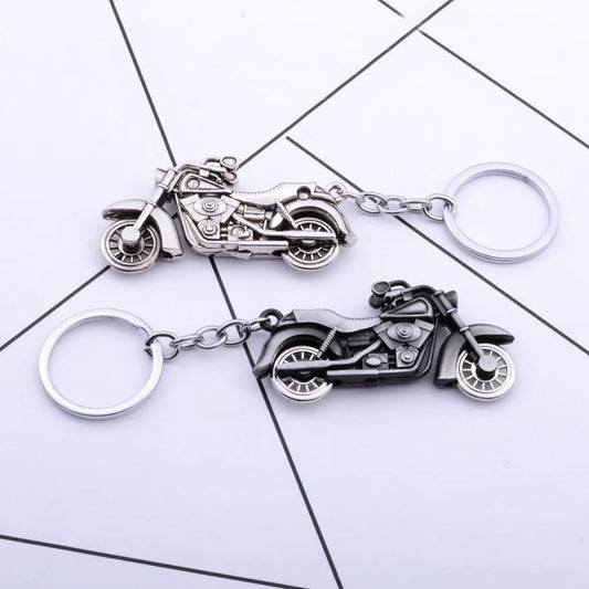 Retro Silver Motorcycle Charm Metal Keychain