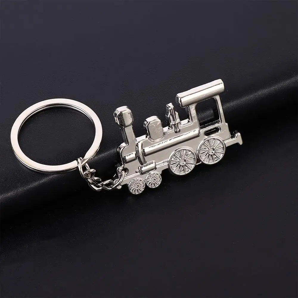 Silver Steam Train Metal Keychain