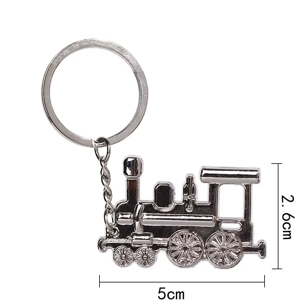 Silver Steam Train Metal Keychain
