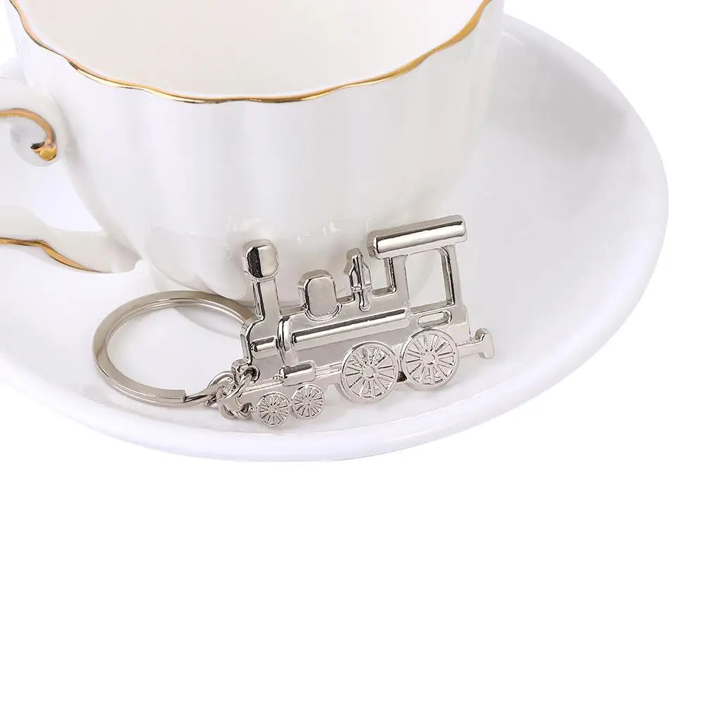 Silver Steam Train Metal Keychain