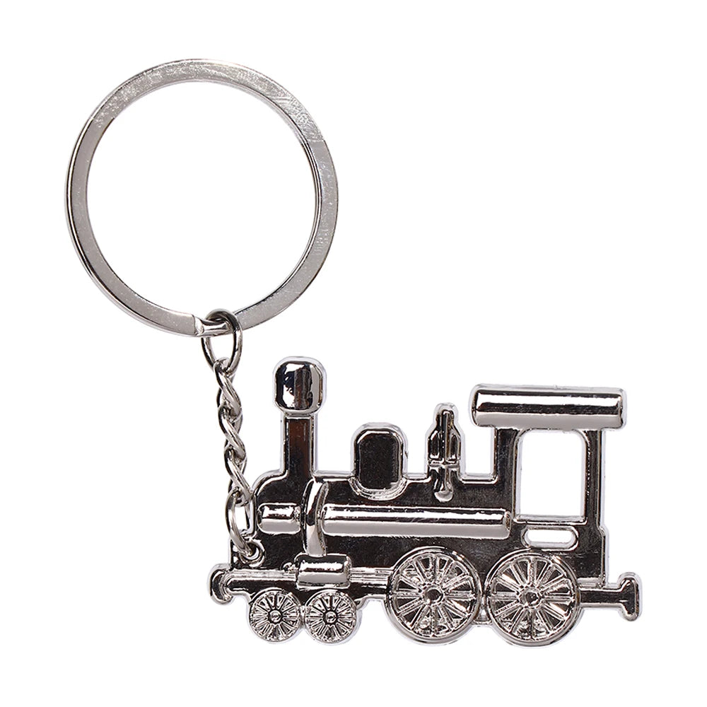 Silver Steam Train Metal Keychain