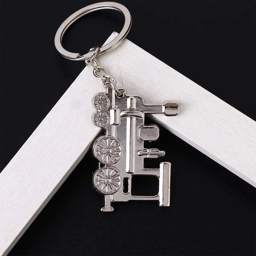 Silver Steam Train Metal Keychain