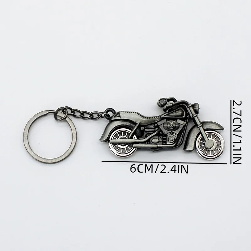 Retro Silver Motorcycle Charm Metal Keychain