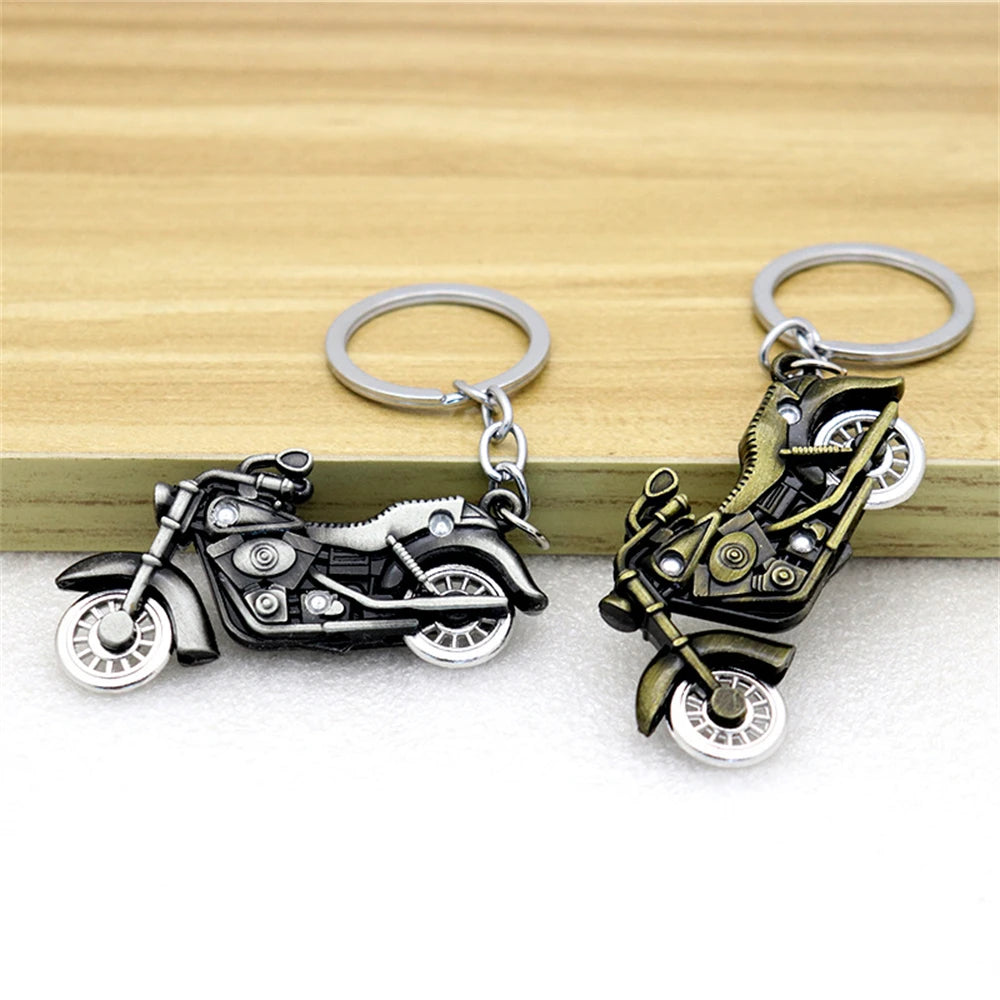 Retro Silver Motorcycle Charm Metal Keychain
